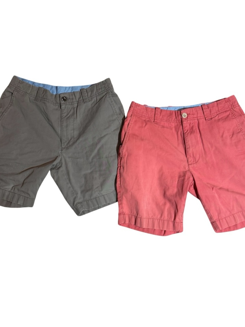 Roundtree & Yorke Flat Front Chino Shorts in Gray and Coral 30 Waist